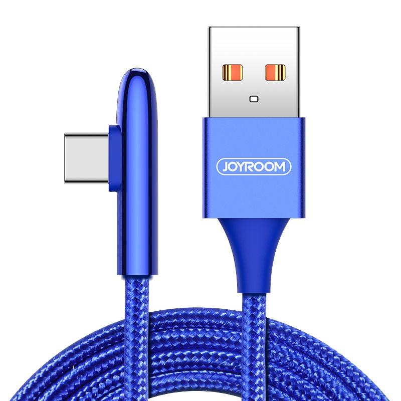 机乐堂 type c接口数据线 弯头编织游戏手机充电器线 支持三星OPPO小米vivo华为 1.2米 蓝色