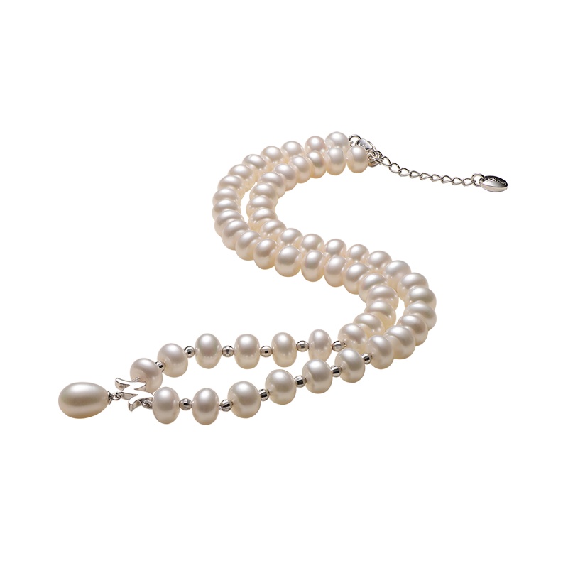 京润珍珠 慈爱 系列 925银淡水珍珠项链 8-9mm四面光 珠宝送女友