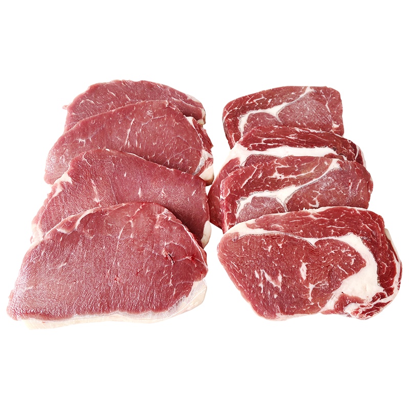 苏鲜生原切上西冷/眼肉 牛排1.2kg/袋 8片装 原切非腌制进口牛肉家庭套餐