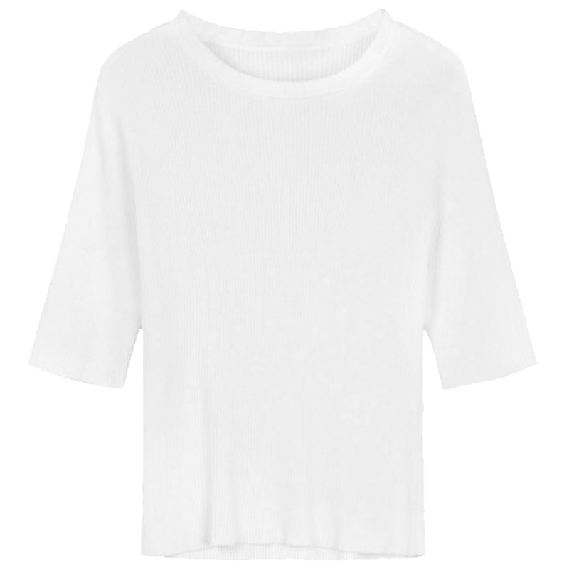 【热卖】【日特惠 119元2件】白色中袖百搭打底衫秋新款薄款韩版内搭套头修身气质上衣女生30081600