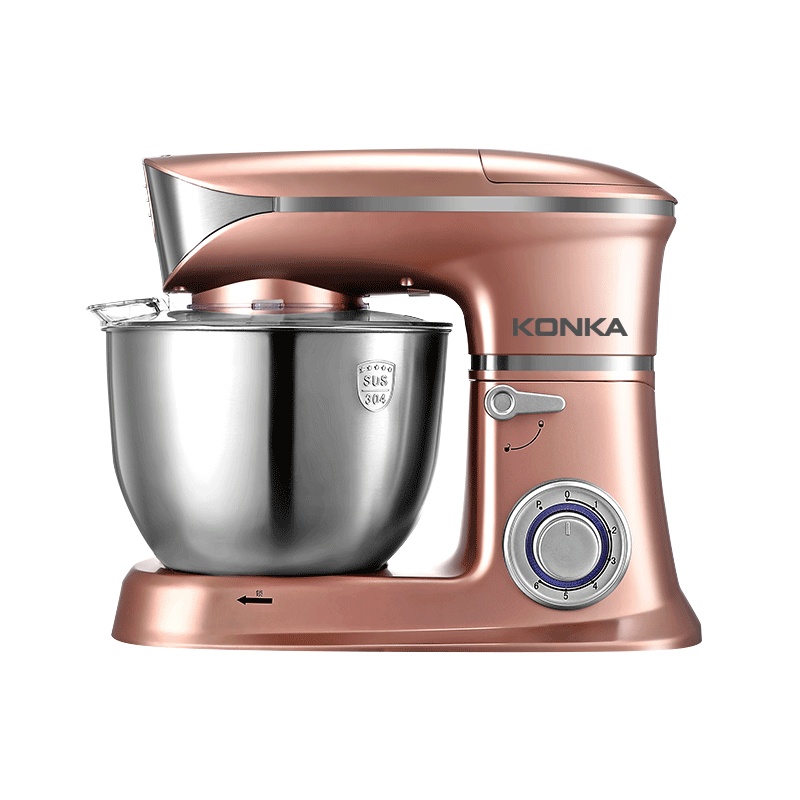 康佳(KONKA)KM-903厨师机家用和面机多功能揉面机搅拌机打蛋器料理机电子式旋钮式 玫瑰金三合一+果汁杯