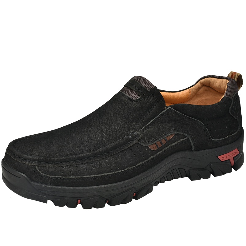 公牛世家男鞋2020夏季户外休闲鞋真皮厚底中年鞋子牛皮套脚舒适防滑皮鞋GN3237