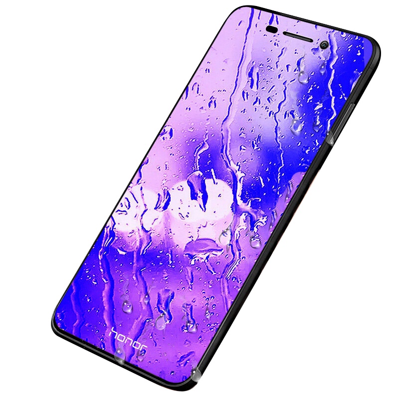 [送手机壳]轻万适用华为荣耀v9play抗蓝光钢化膜防指纹高清前膜防摔玻璃手机贴膜防紫光保护膜