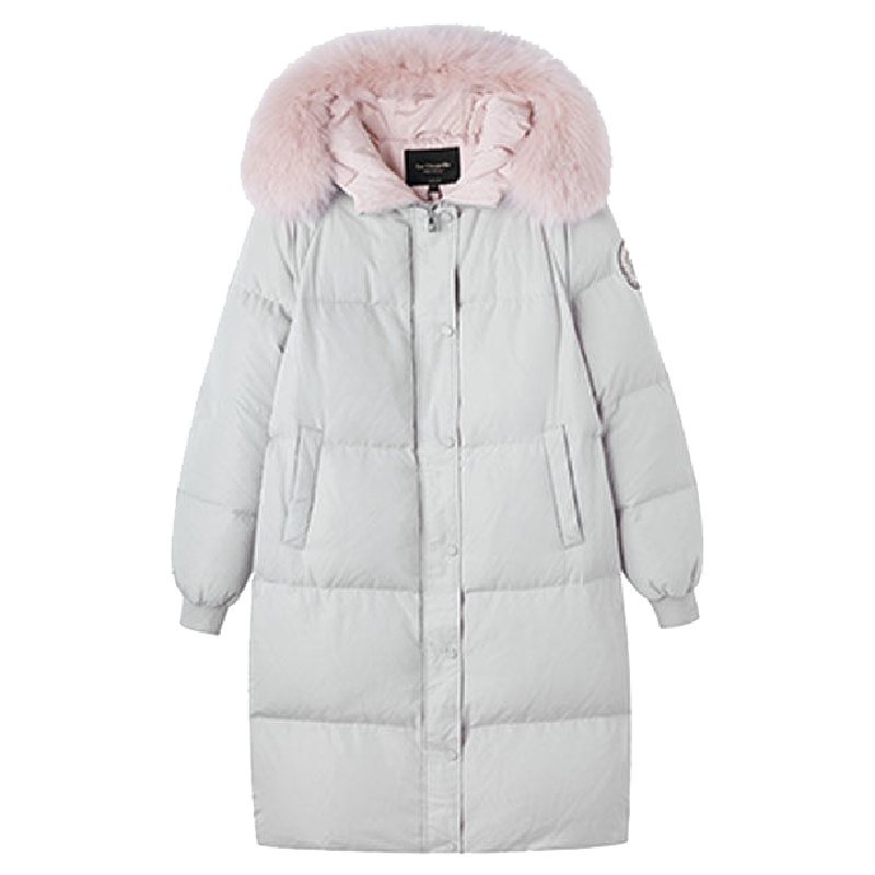 上新拉夏贝尔冬季新款羽绒服韩版宽松大衣毛领派克服中长外套10017975