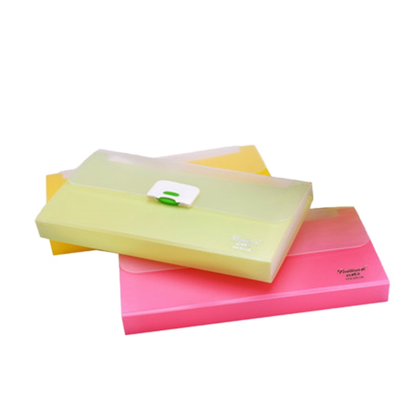 百利文小号彩色票据风琴包办公财务磨砂半透明票据文件资料包4303