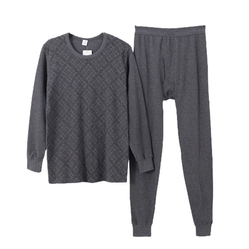 AB内衣正品秋冬100%纯棉圆领印花男士秋衣秋裤 薄款保暖内衣套装