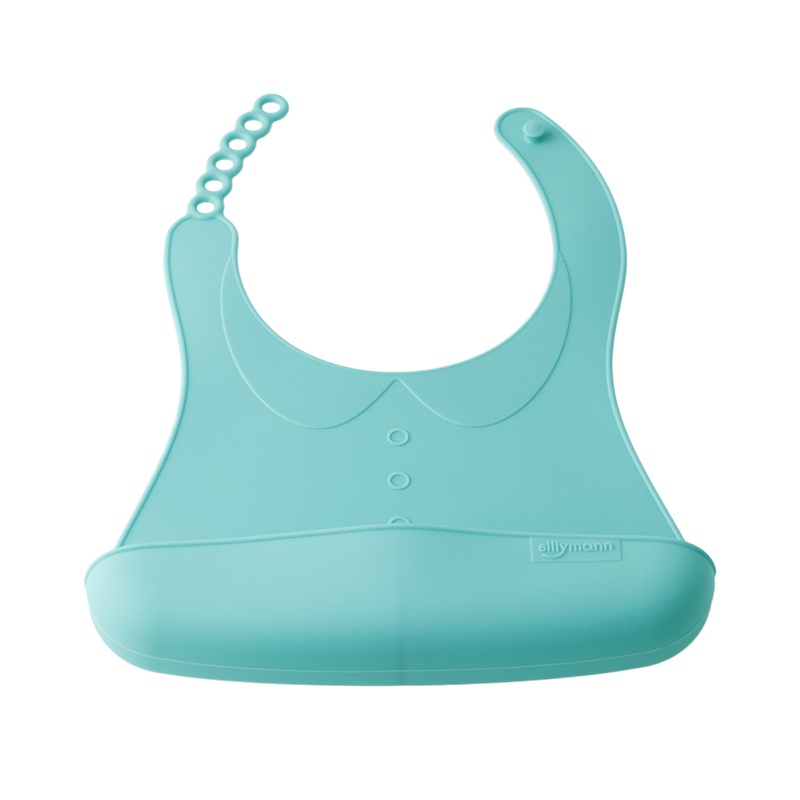 思利满Sillymann 铂金硅胶易洗可折叠防水围兜 薄荷色