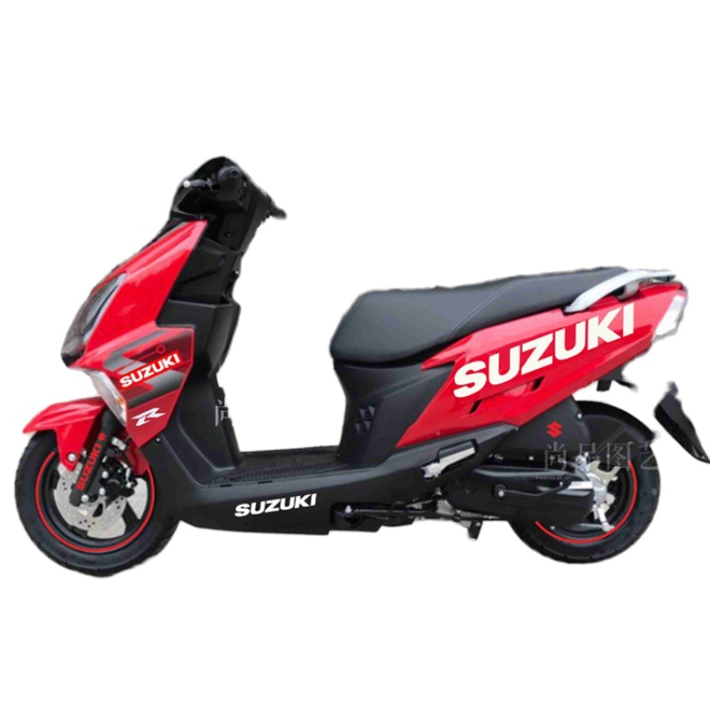 舒适主义铃木UY125踏板摩托车车贴拉花版画GP版花防水反光轮毂贴纸 踏板侧下铃木标(反光银白)