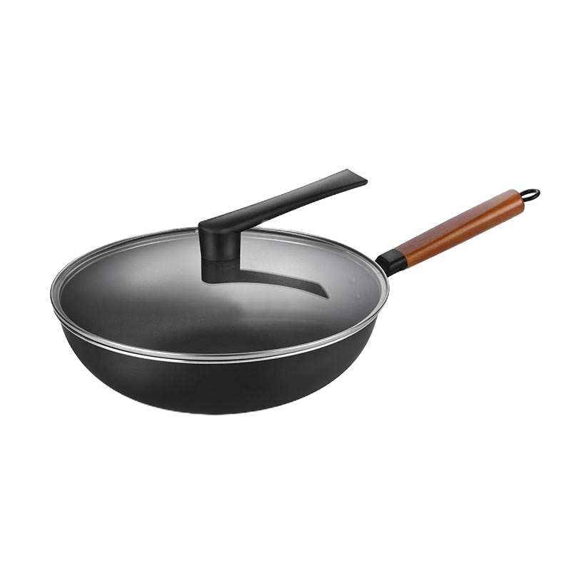 翰乐HL-X8686原木淳铁锅 无涂层 加厚底 可用铁铲 家用炒锅 电磁炉煤气灶通用(起订6台,可组合)