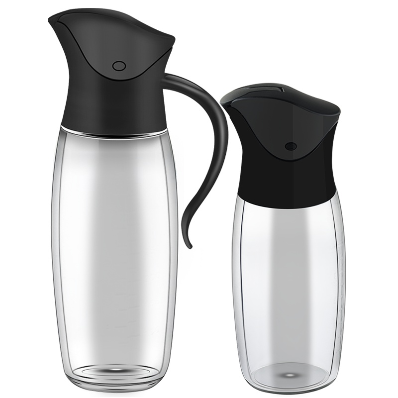 [原价128元,两人拼65.8元,限量500套]KMW玻璃油瓶两件套装自动开合盖油壶防漏油酱油瓶醋瓶长期使用调料瓶