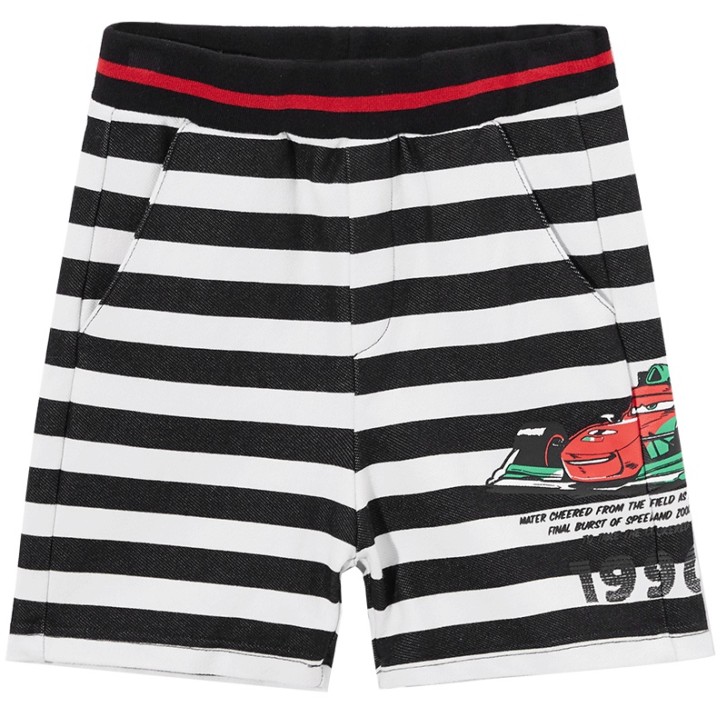 minipeace太平鸟童装男童休闲短裤黑白条纹五分裤印花儿童夏装