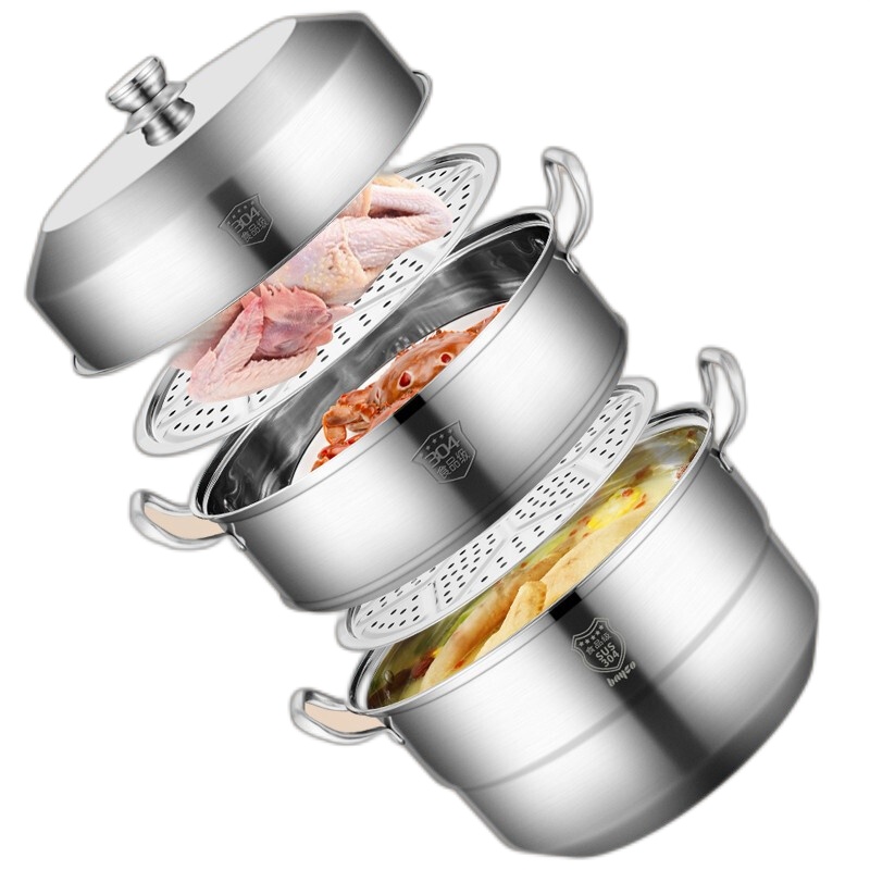 苏宁宜品推荐 蒸锅大号304不锈钢加厚大容量蒸笼40cm