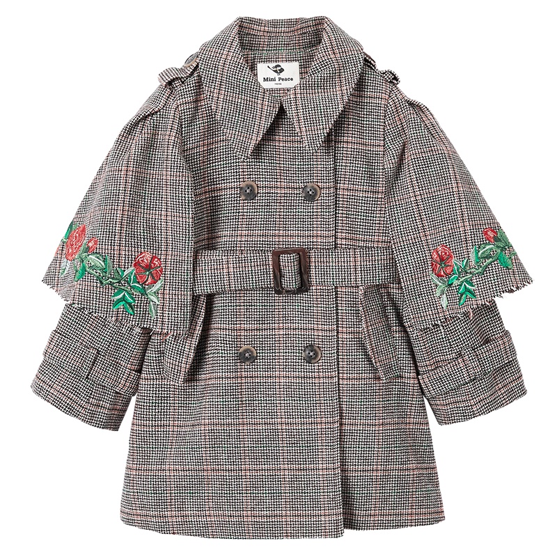 minipeace太平鸟童装女童外套儿童中长款风衣斗篷外套春秋装新款