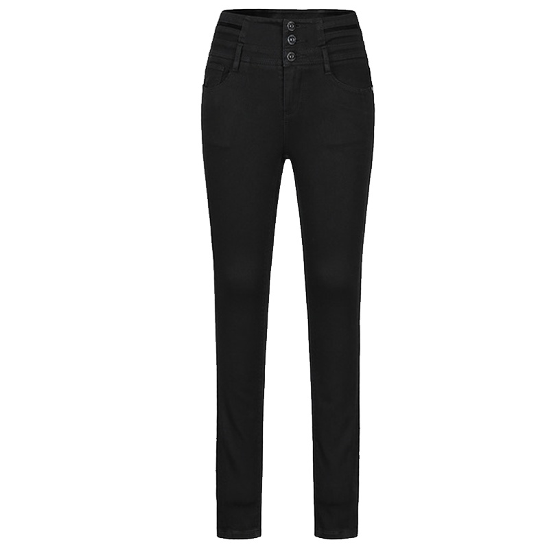 【专柜同款】拉夏贝尔韩版修身牛仔裤2019冬新款深色显瘦铅笔裤百搭时尚裤子女10023749