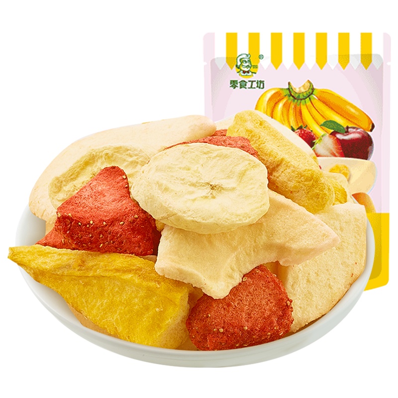 零食工坊(snack show)综合水果冻干25g*3袋 国产蜜饯果干芒果 香蕉 苹果 草莓 综合水果冻干袋装