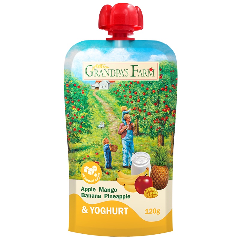 爷爷的农场酸奶果泥苹果芒果香蕉菠萝泥120g