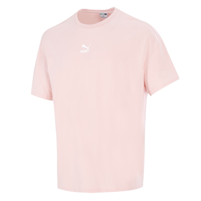 PUMA彪马短袖T恤男装2021夏季新款圆领粉色休闲运动服半袖533100