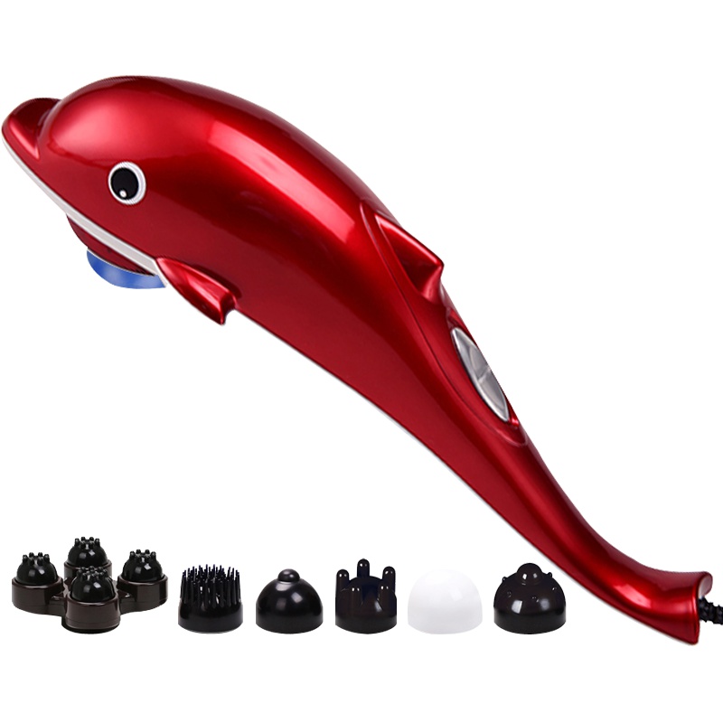 安尚海豚按摩器按摩棒电动贴身全身振动揉捏颈部腰部肩部手持式大力王敲打腿部多功能按摩锤按摩捶捶背仪器机械手推开关原装六个头