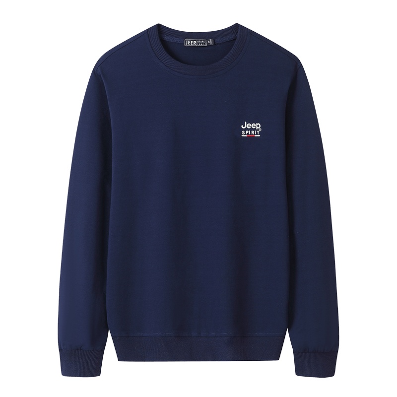 JEEP SPIRIT吉普卫衣男2021春秋新款宽松大码纯色套头圆领上衣户外运动休闲男士卫衣