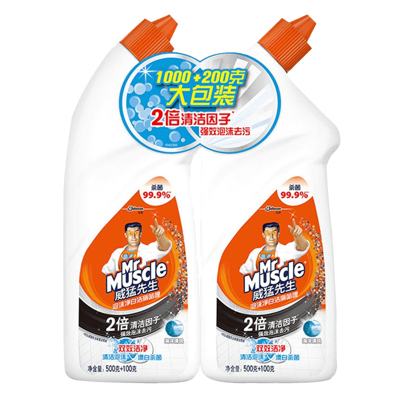 威猛先生 泡沫净白洁厕啫喱 海洋清风 双包装 (500g+100g)*2 除菌 洁厕液 洁厕灵 洁厕剂 除臭去味