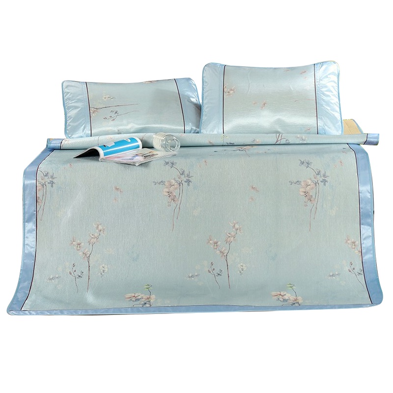 紫韵花颜颂冰丝彩绘席三件套 凉席*1+枕套*2