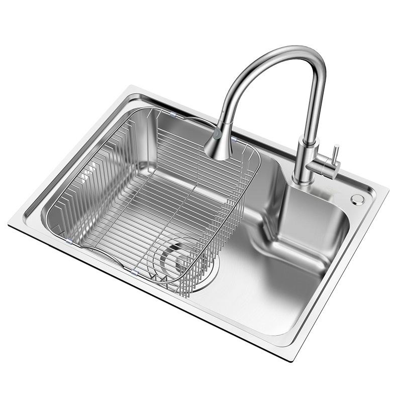 东鹏卫浴(DONGPENG)304不锈钢厨房水槽套装 一体拉伸 洗菜盆 不锈钢 加厚单槽