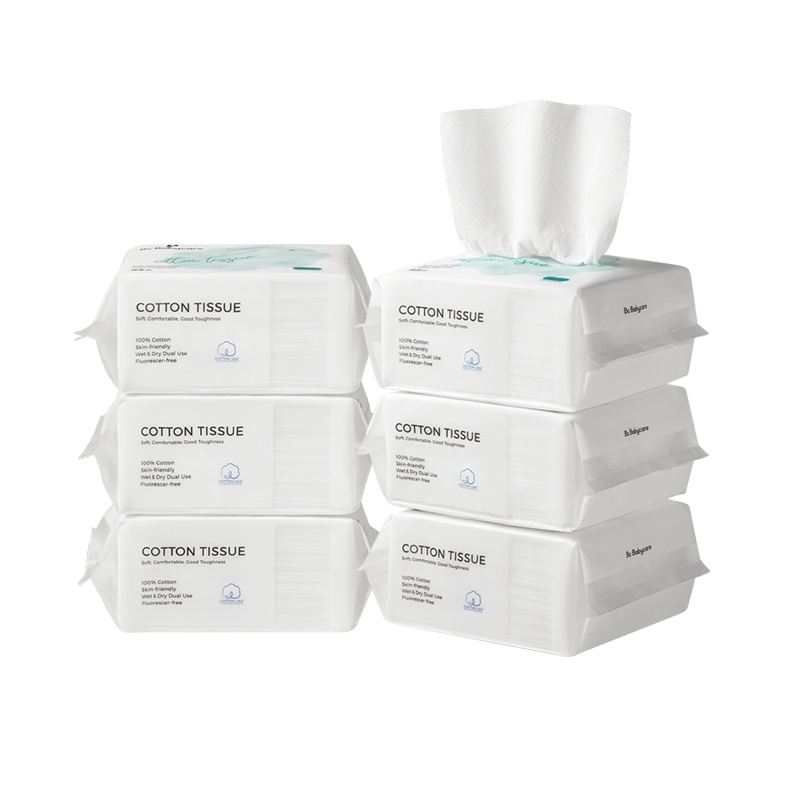 babycare婴儿棉柔巾新生宝宝干湿两用手口专用非湿巾纯棉加厚6包