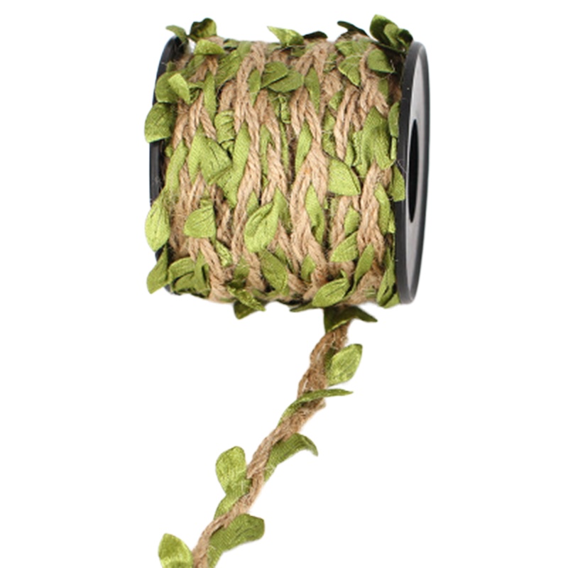 10米绿叶麻绳DIY仿真装饰幼儿园环境布置材料(2卷装)