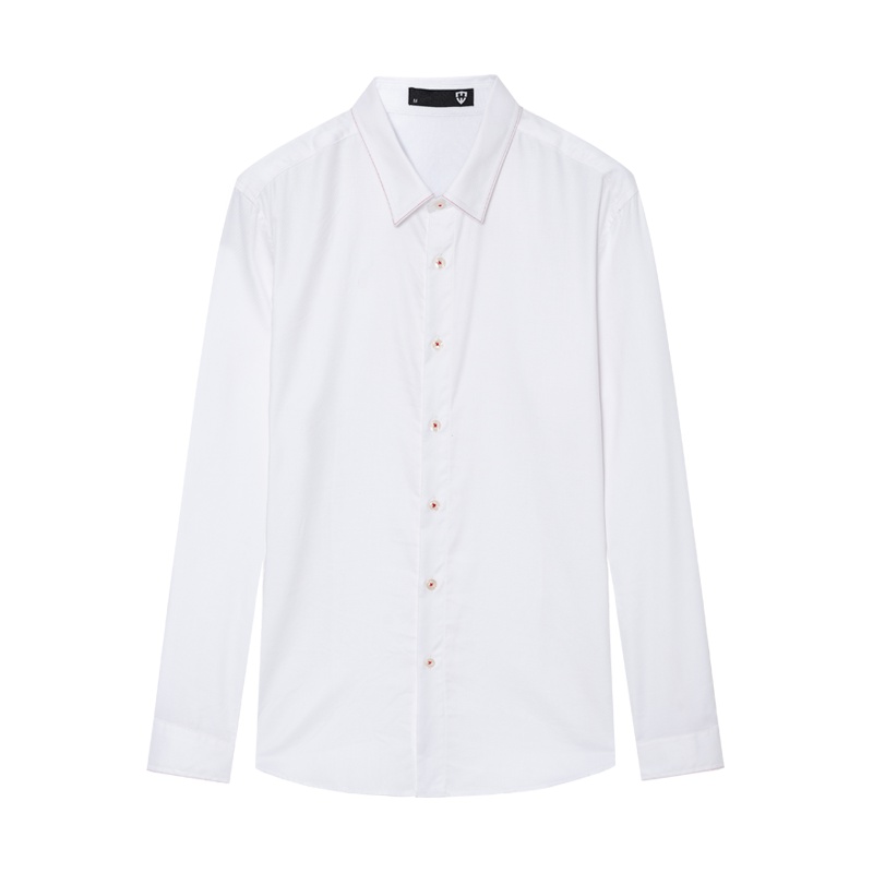 莫畏轻奢 2018春季新品休闲纯色免烫抗皱衬衣男士修身长袖衬衫