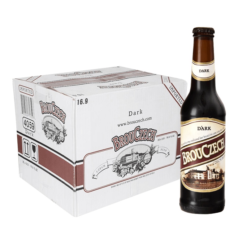 捷克进口 布鲁杰克(Brouczech)瓶装黑啤酒500ml*20瓶整箱装