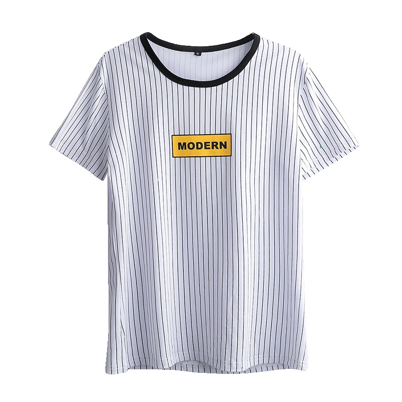 VINCIFAM 男士字母条纹半袖上衣圆领体恤休闲 2019夏季新款短袖T恤男