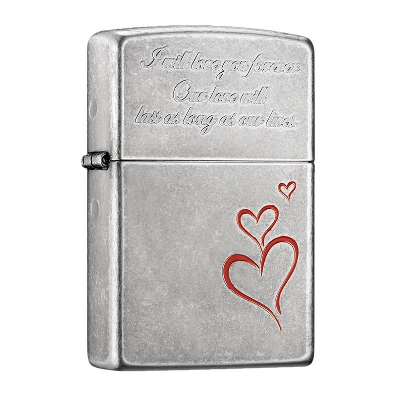 美国ZIPPO打火机 芝宝 永恒的爱红心-仿古银 爱情系列 男士礼品