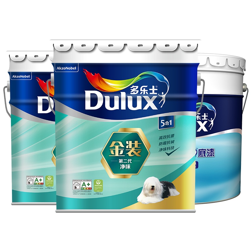多乐士(dulux)金装第二代五合一净味内墙乳胶漆 油漆涂料 墙面漆A8151+A914套装51L