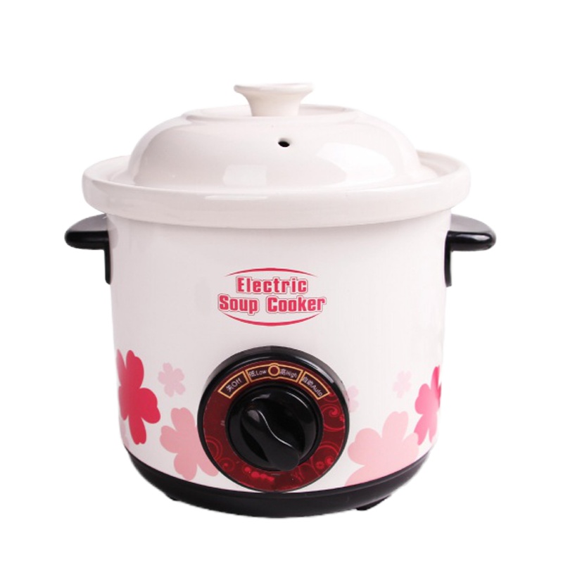 电炖锅迷你纳丽雅白瓷电炖盅紫砂煲汤煮粥锅BB煲0.5-4L 方圆花色4.5L