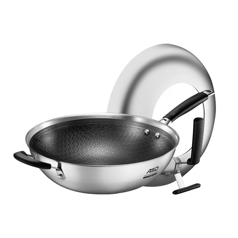 爱仕达(ASD)炒锅32CM 第五代晶刚甲316L不锈钢炒锅家用少油烟电磁炉燃气灶通用锅具CC32E13WG