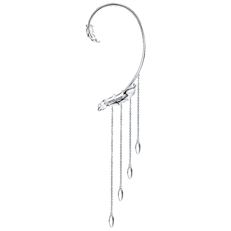 schl-MONOLOGUE银白色精灵左耳耳挂无耳洞18k金耳环单只七夕礼物