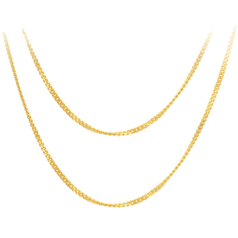 金大福(King tai fook)侧身黄金项链 女款足金999素链 黄金项链锁骨链颈链 万能配链