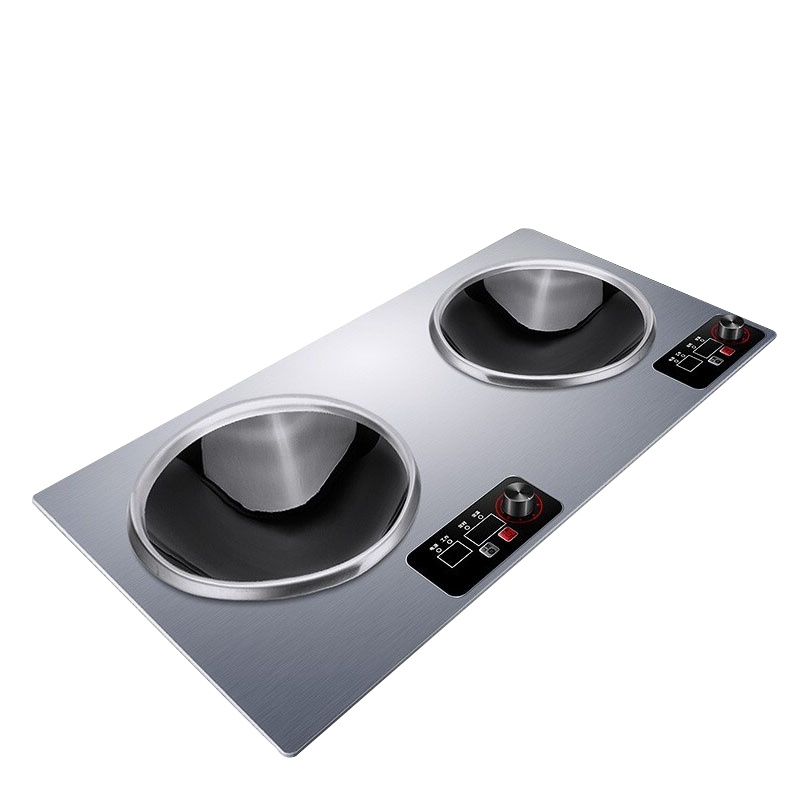 乐创(lecon)电磁炉商用多头大功率3500W双头组合电磁炉商用台式凹面多眼煲仔炉 双凹面3500W*2嵌入