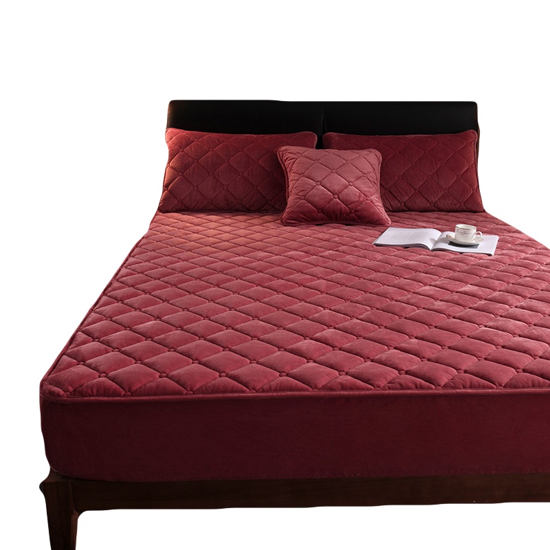 南极人(NanJiren)家纺 牛奶绒夹棉床垫套全秋冬夹棉床笠加厚床套单双人1.8m席梦思保护套1.2米