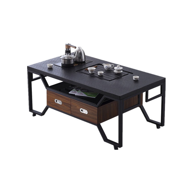 欧宝美茶几火烧石茶台现代简约功夫茶几大理石茶几多功能泡茶茶桌