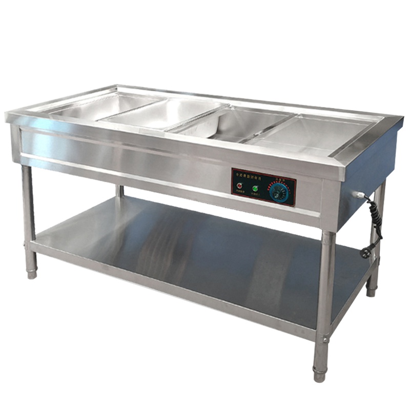 睿美(Ruimei) 4格 售饭台商用不锈钢大功率电热保温汤池不锈钢管售饭台粥台格暖汤炉保温售饭台快餐保温车(不含盘子)