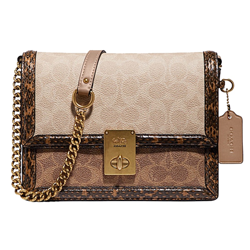 蔻驰(COACH) 2020新款帆布蛇皮色块HUTTON小方包 女士单肩包 89068-B4PVR