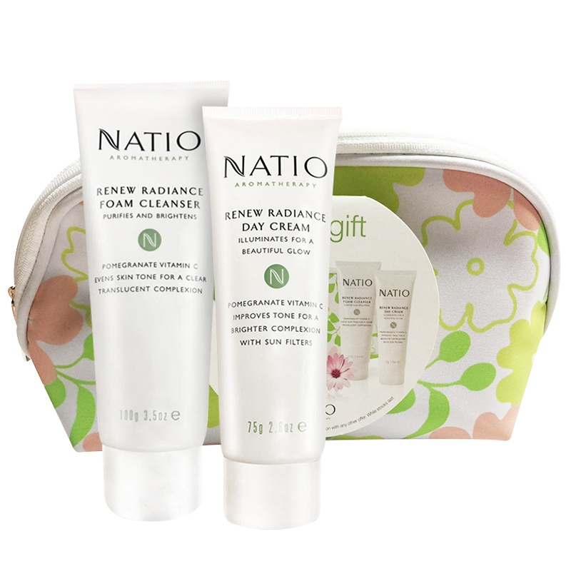 [效期至2022-5-30]NATIO娜迪奥焕活新肌系列套装护肤套装绿色袋子温和清洁控油175g清爽保湿补水适合各种肤质