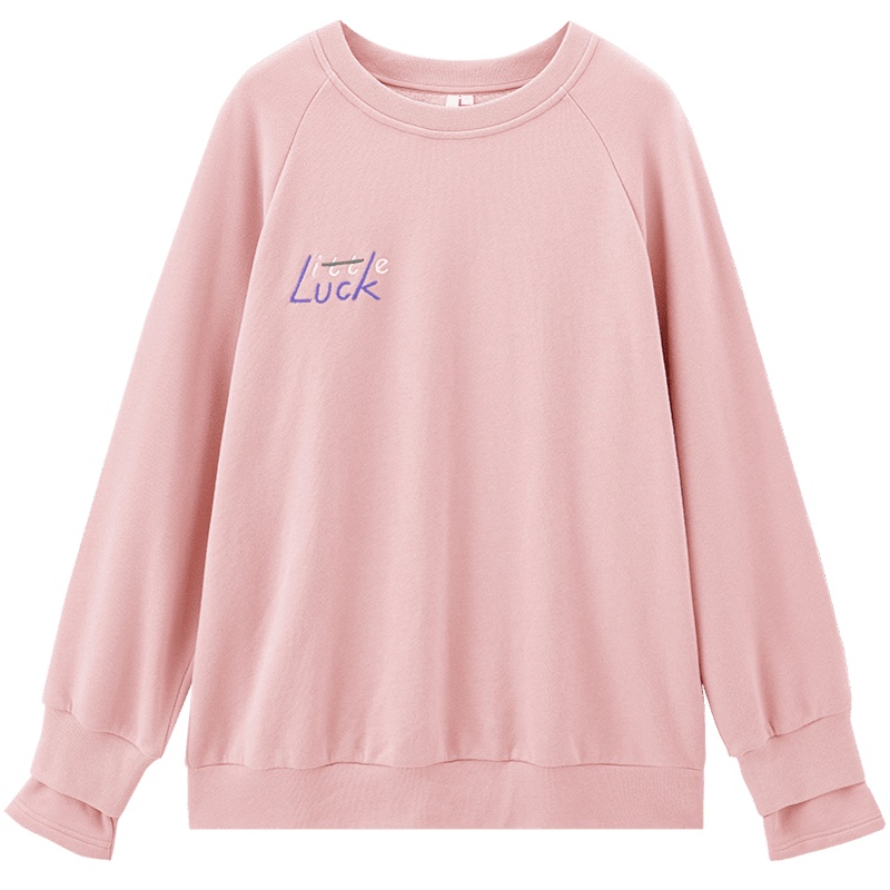 茵曼卫衣女2019秋季新款套头圆领文艺纯色字母绣花宽松版长袖上衣