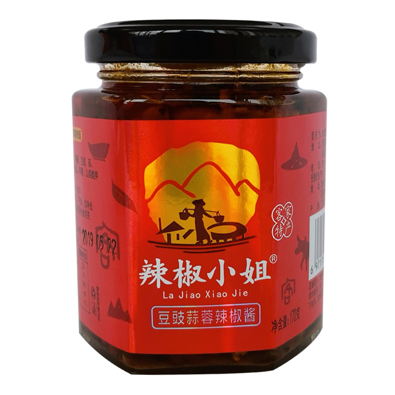 辣椒小姐豆豉蒜蓉辣椒酱辣味鲜美口感细腻自制手工剁椒酱罐装170g