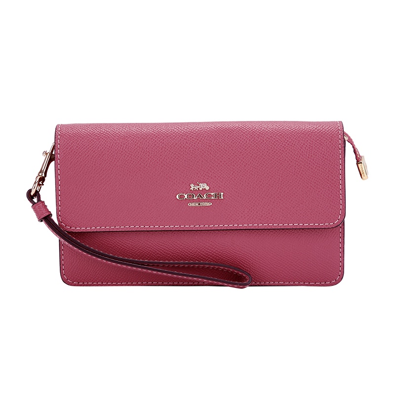 COACH 蔻驰 奢侈品 女士玫红色皮革手拎包手拿包 F73793 IMROU