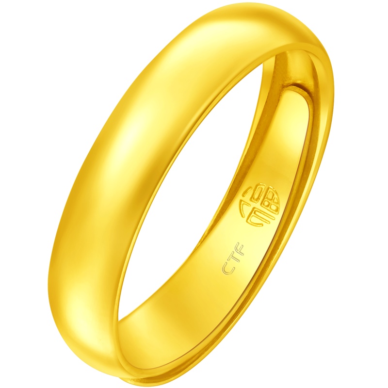 周大福足金金结婚戒指计价工费158元 EOF133