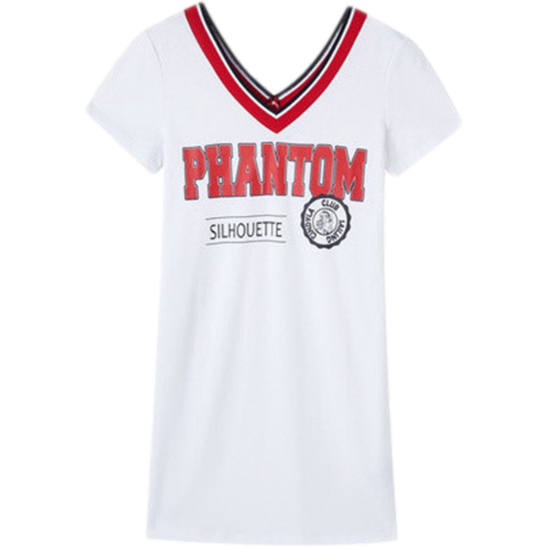 夏女装新款V领短款女运动风字母印花短袖裙子连衣裙