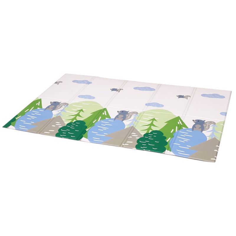 力九和高端PVC折叠爬行垫舒适防滑卧室客厅地垫婴幼儿宝宝爬爬垫 130*190*0.9单面松鼠