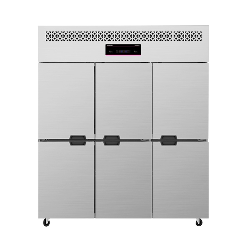 lecon乐创厨房冰箱 冷藏冷冻双温六门冰箱大容量冷柜饭店后厨冷藏冷冻展示柜食品储藏箱六门不锈钢款[全冷冻]